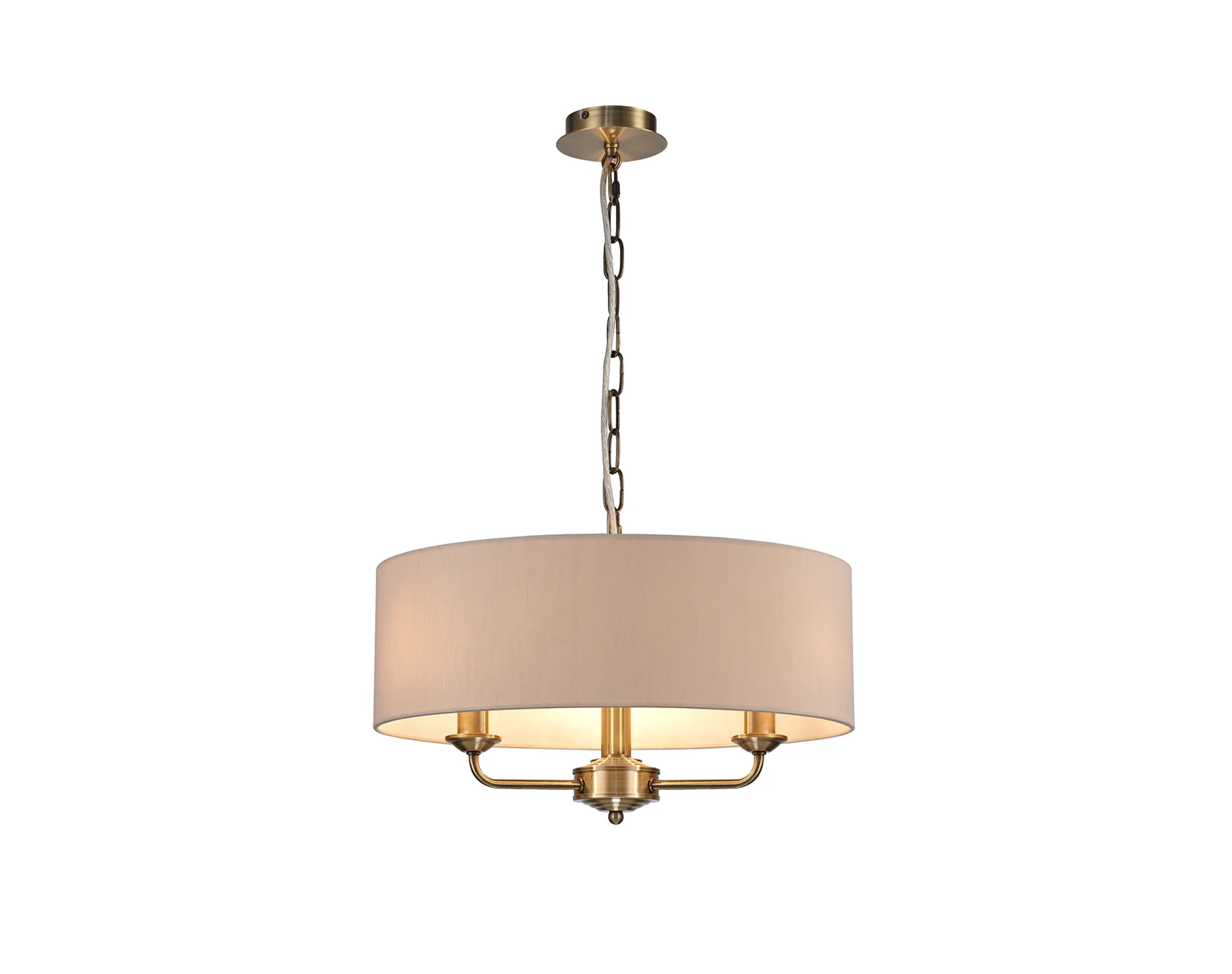 DK0039  Banyan 45cm 3 Light Pendant Antique Brass; Nude Beige/Moonlight